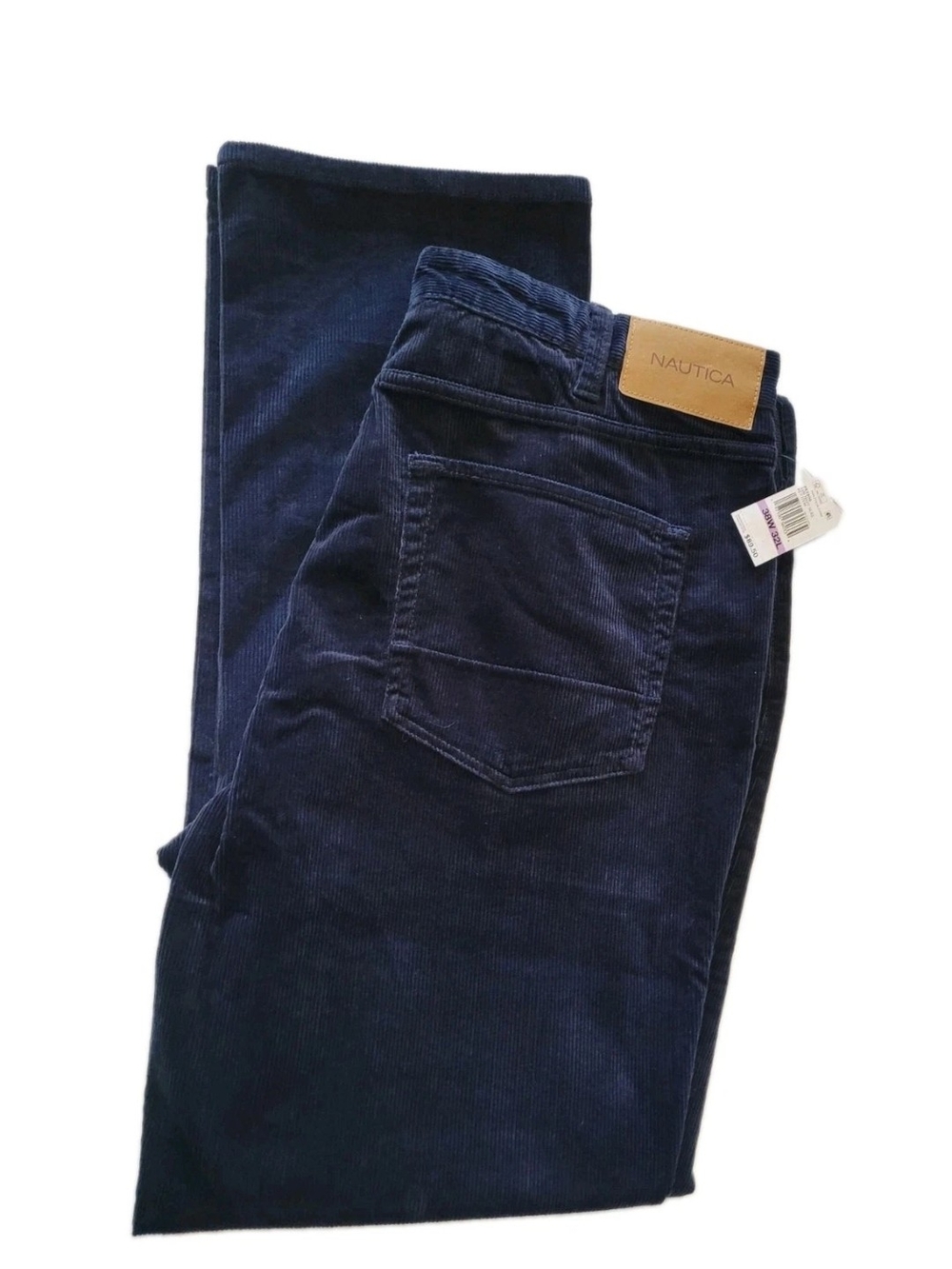 Nautica Corduroy Pants Mens 38x32 Navy Blue Straight Fit NWT